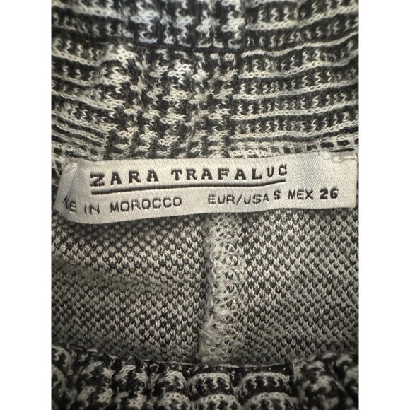 2/$30 Zara Trafaluc Small Gray Plaid Dainty Blouse Ruffled Cuffs High Neck - Picture 3 of 13